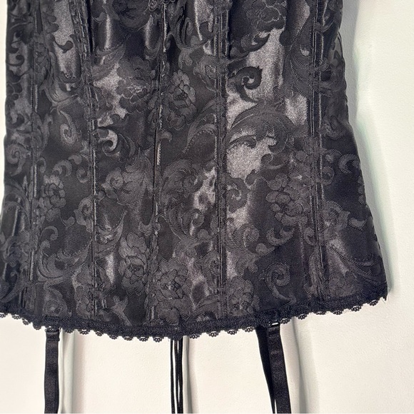 Fredericks of Hollywood Black Corset Lace Hem Lace-Up Bone Structure Size 38 New - Picture 5 of 16